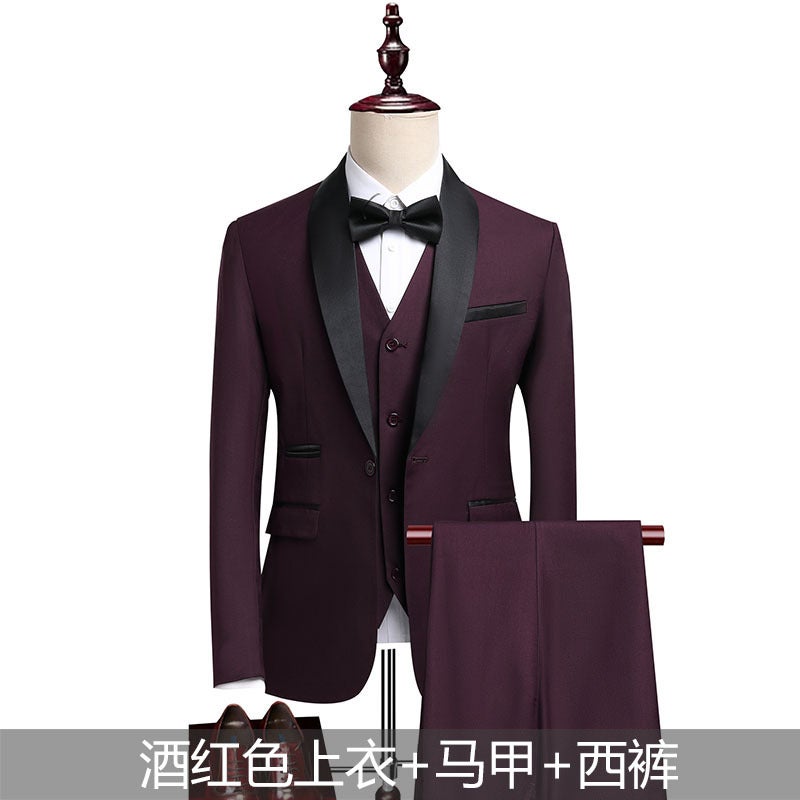 Suit Men'S High-End Dress Business Casual Suit Men'S Wedding Dress Three-Piece Set - Image 2
